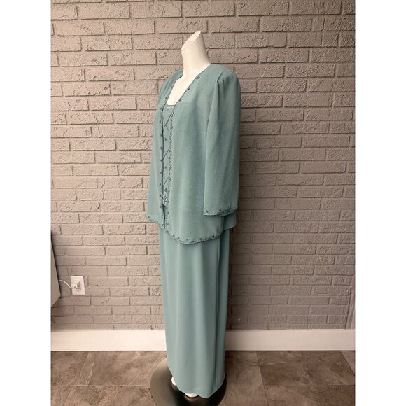 Karen Miller Women Beaded Mother of the Bride Dress Jacket 2 Piece Set Size 16 - Picture 12 of 16